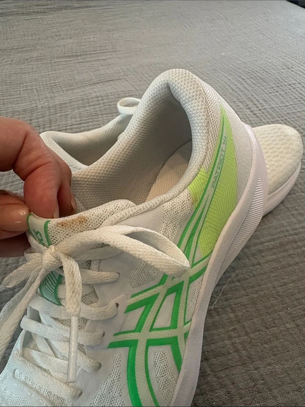ASICS White Sneakers with Bright Green Accents